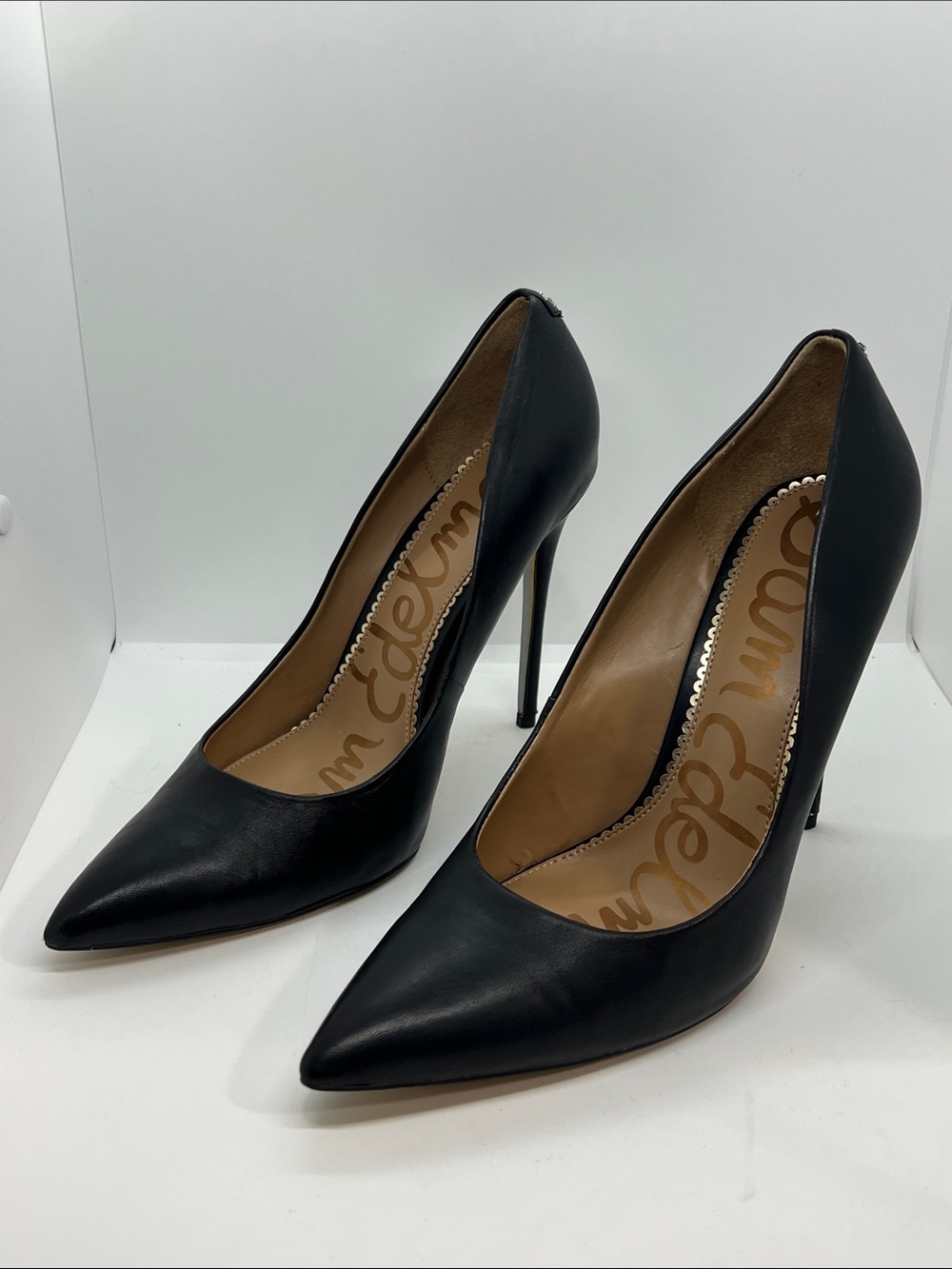 Sexy Black Sam Edelman Leather High Heel Pumps. Size 13With A 5” Heel